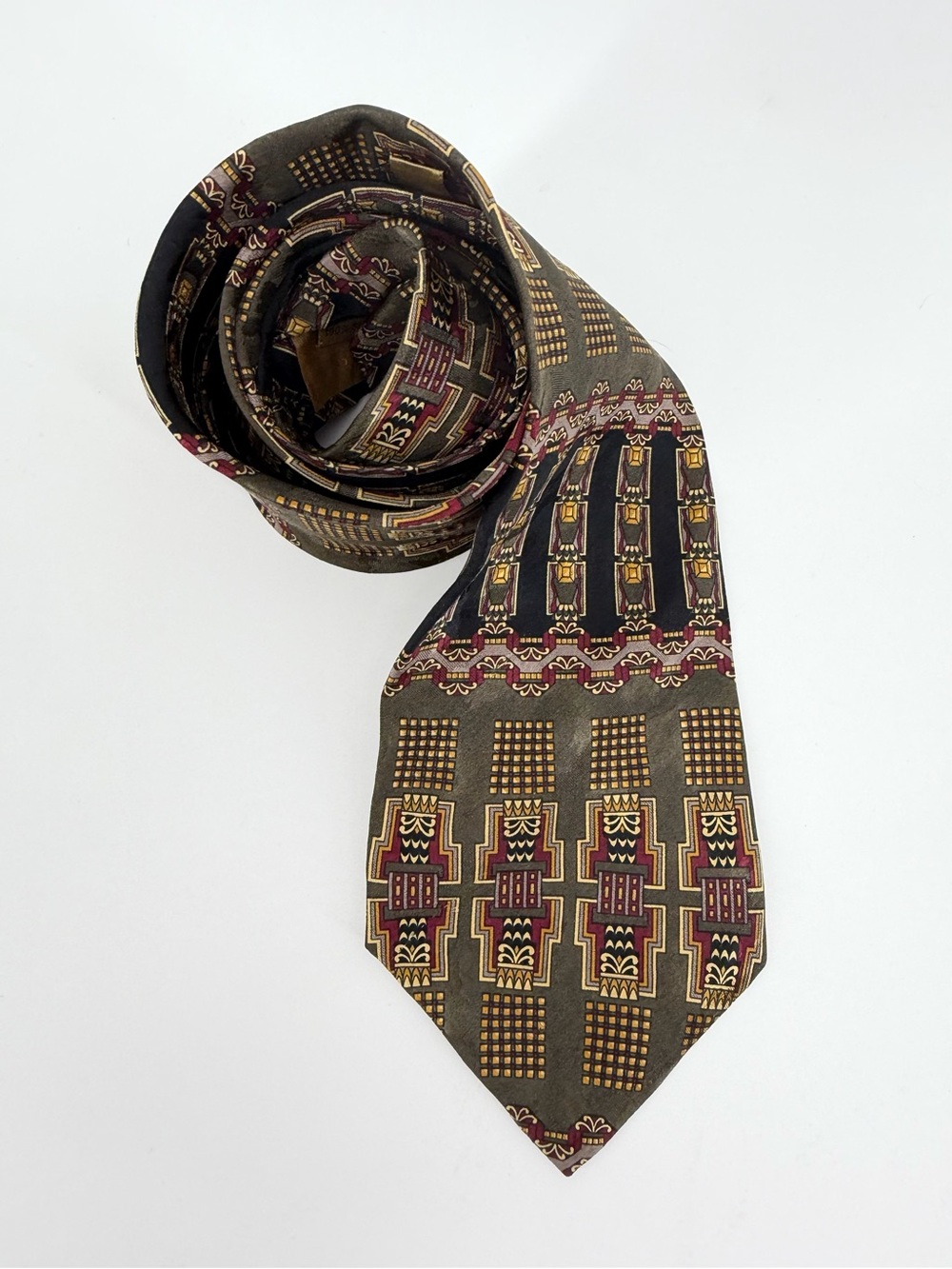 Vintage 90’s Today’s Man Geometric/Art Deco 100% SILK Men's Designer